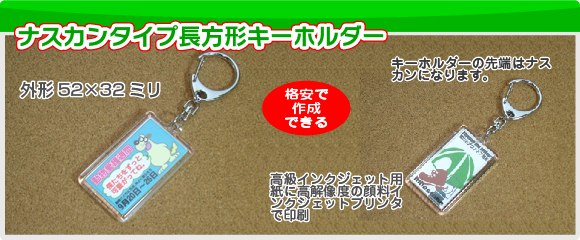ナスカンタイプアクリル長方形キーホルダーの写真