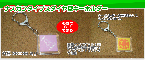ナスカンタイプダイヤ型キーホルダーの写真