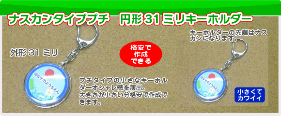 ハメパチプチアクリル31ミリ円形キーホルダーの写真