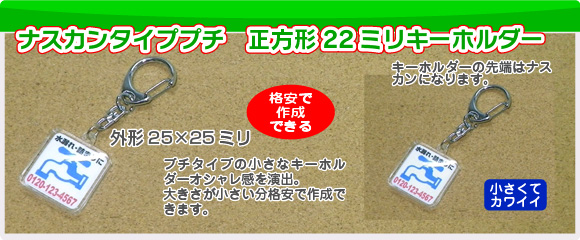ハメパチプチアクリル22ミリ正方形キーホルダーの写真